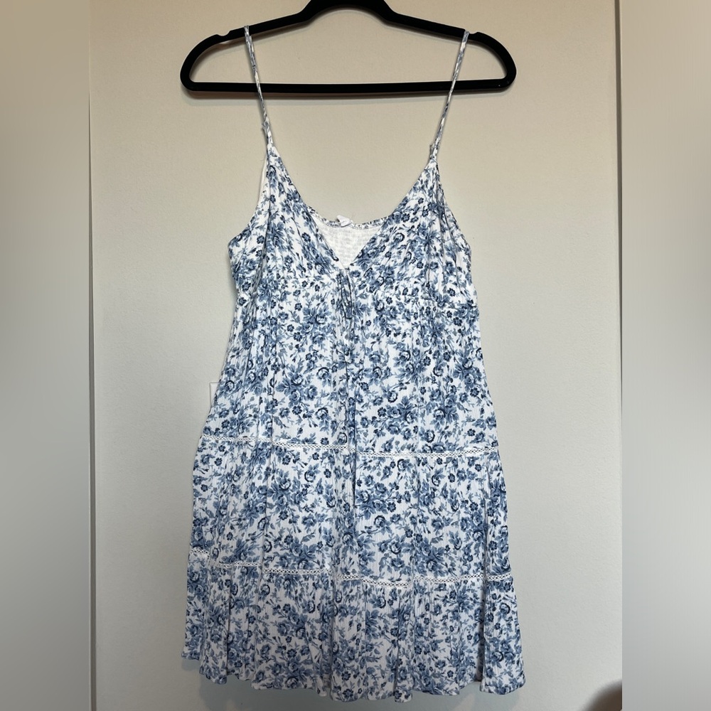 Blue and white floral dress